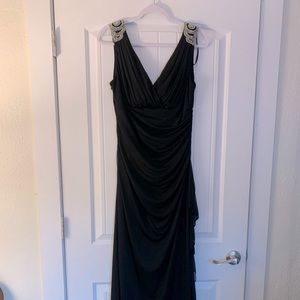 Black Beaded Halter Top Formal Dress- fits more like 10/12 form fitting